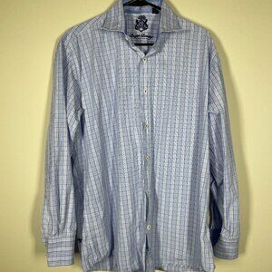 English Laundry by Christopher Wicks Plaid Blue Button-Up Shirt Cotton 17 34/3